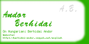 andor berhidai business card